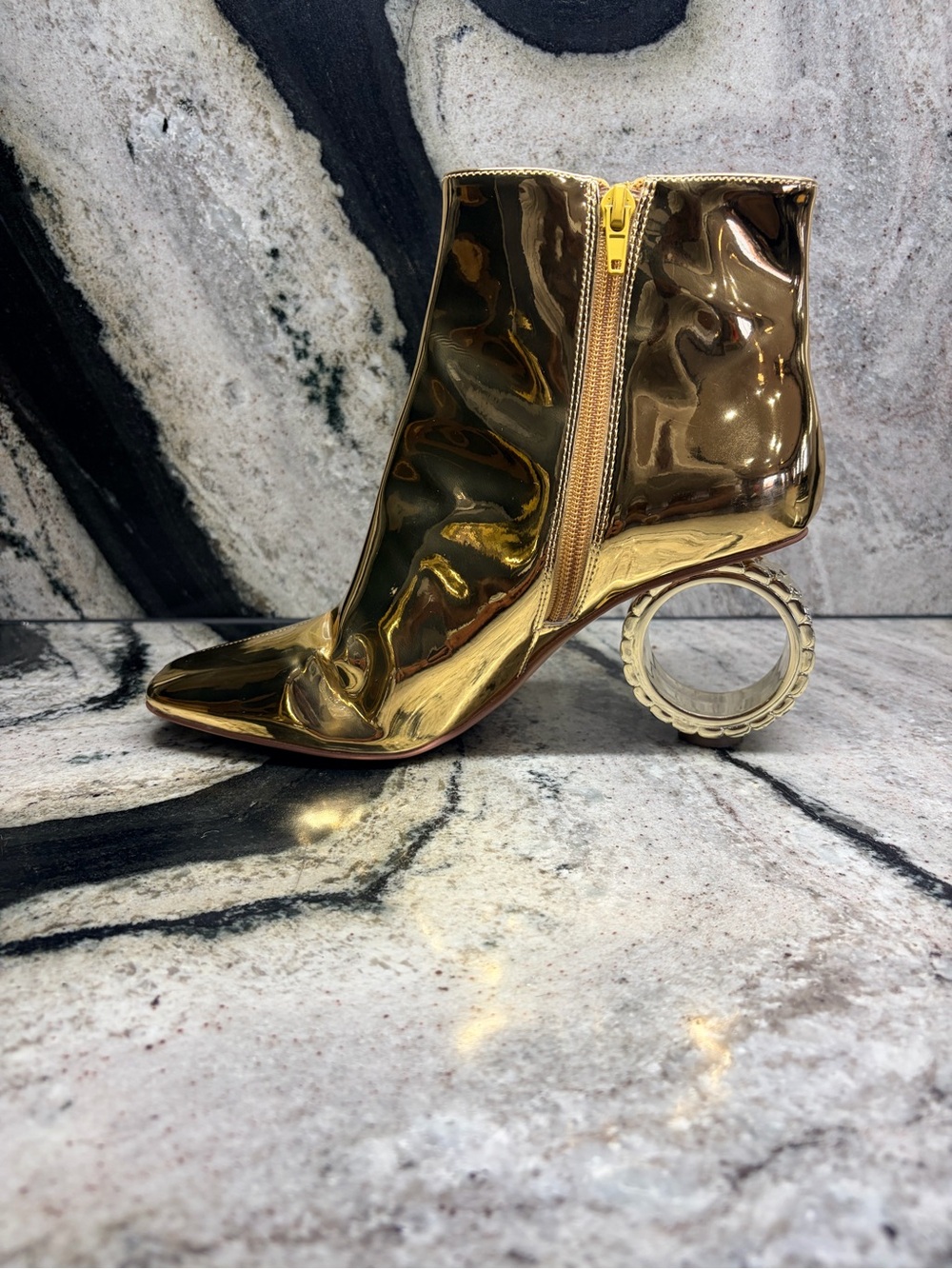 Katy Perry The Linksy Gold Metallic Watch Heel Ankle Boots Size 8 - Picture 4 of 10